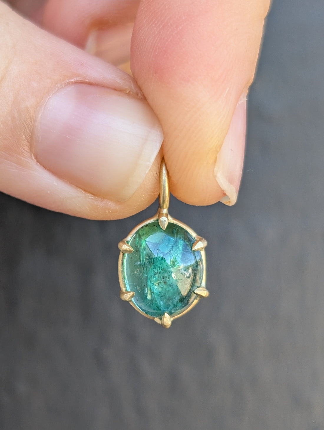 Emerald Cabochon Basket Pendant 2.95CT - One of a Kind