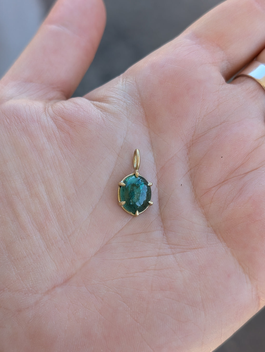 Emerald Cabochon Basket Pendant 2.95CT - One of a Kind
