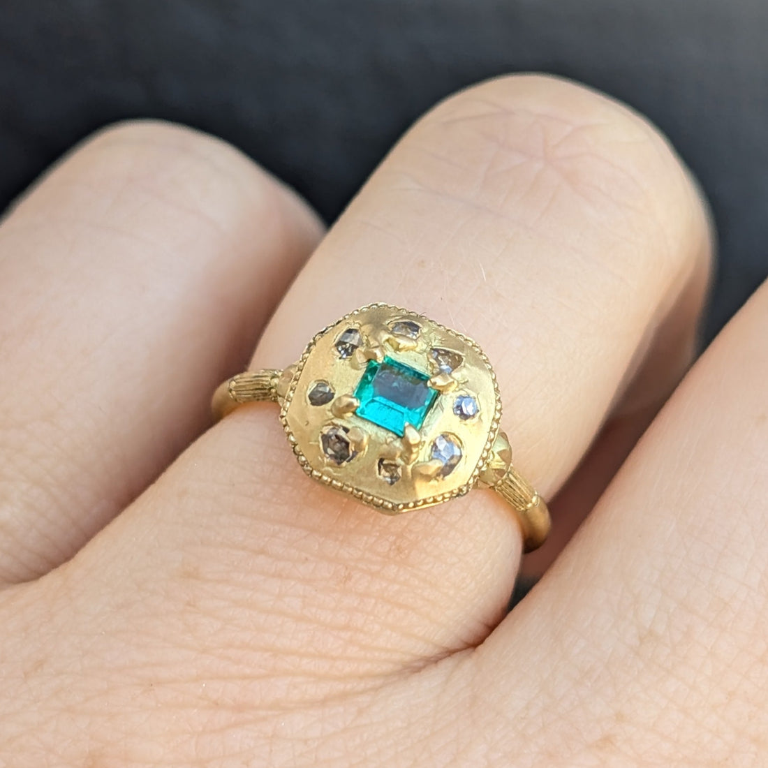 Baroque Emerald Relic Ring- 0.25CT Emerald