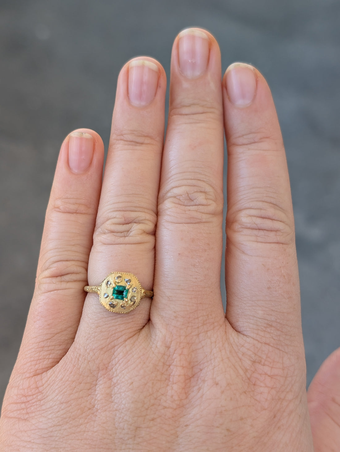 Baroque Emerald Relic Ring- 0.25CT Emerald