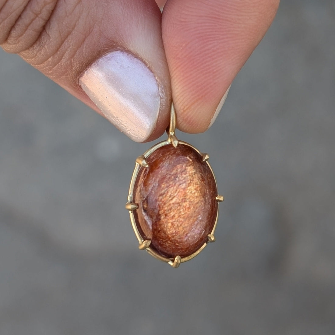 Indian Sunstone Cabochon Basket Pendant 10.65CT - One of a Kind