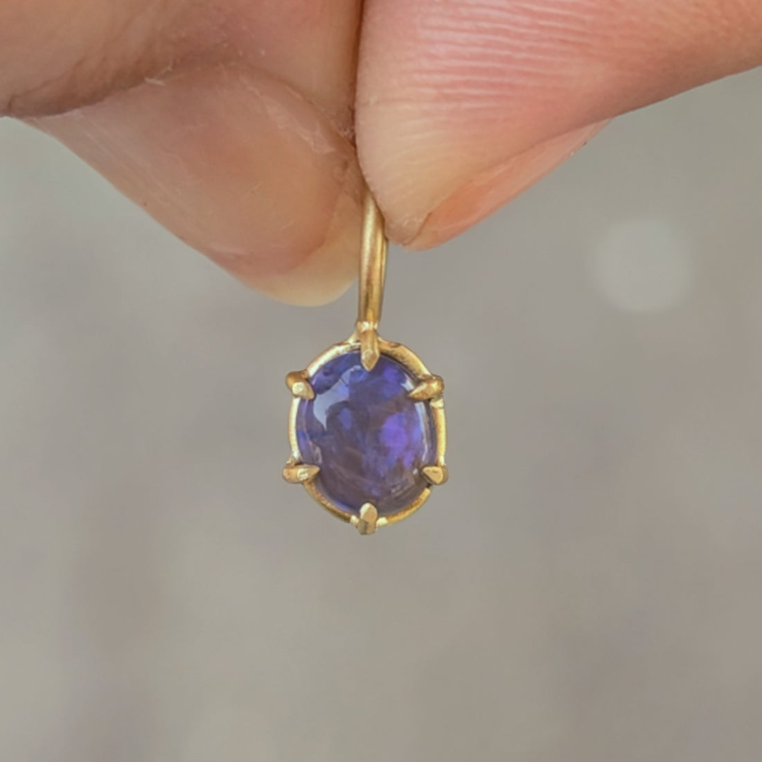 Oval Translucent Muted Purple Opal Basket Pendant 0.55CT - One of a Kind
