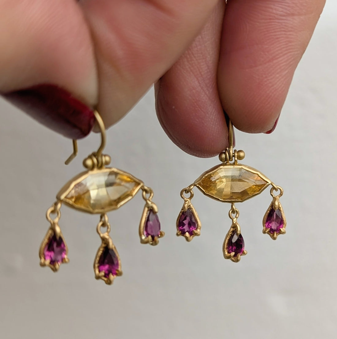 Citrine and Garnet Baroque Earrings