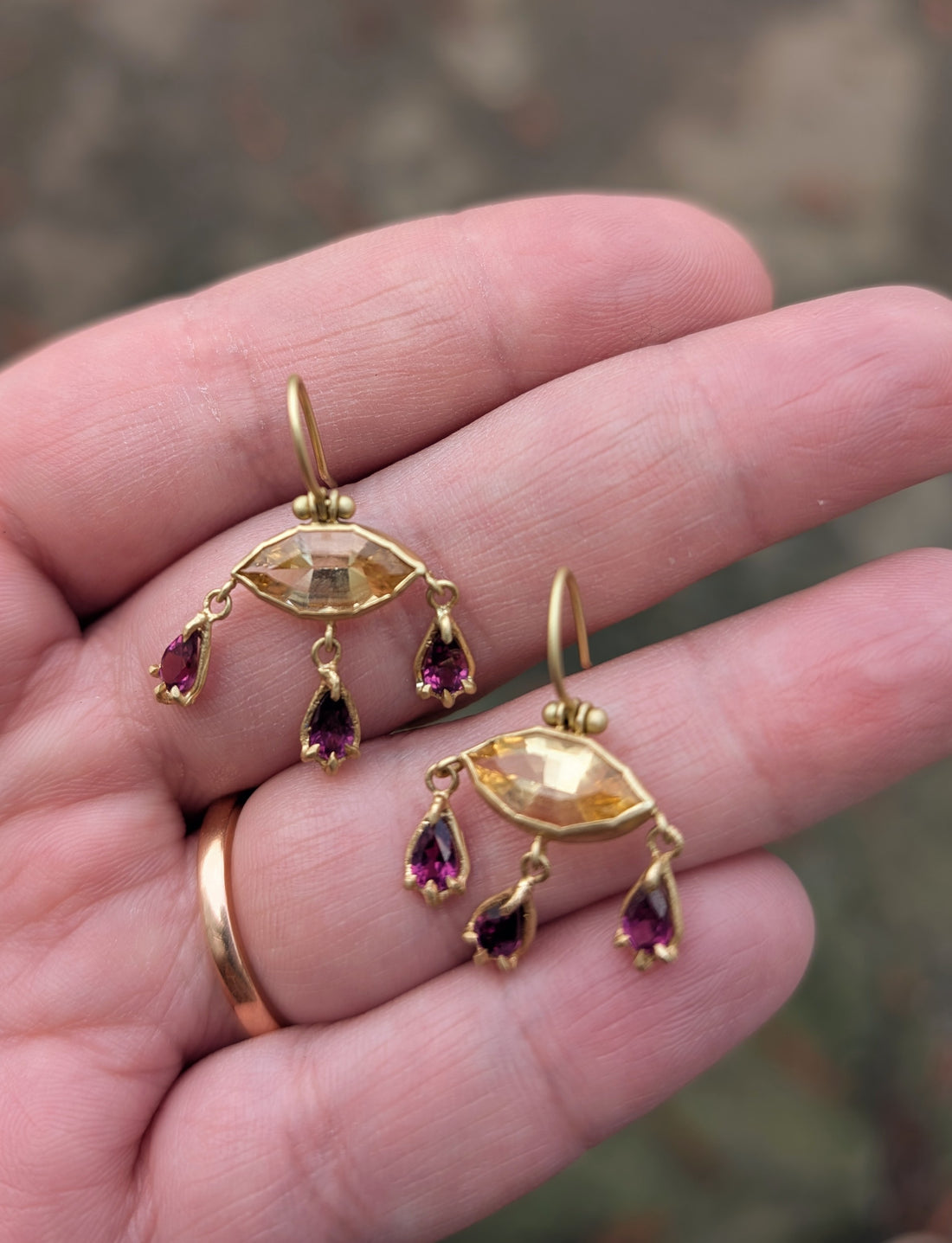Citrine and Garnet Baroque Earrings