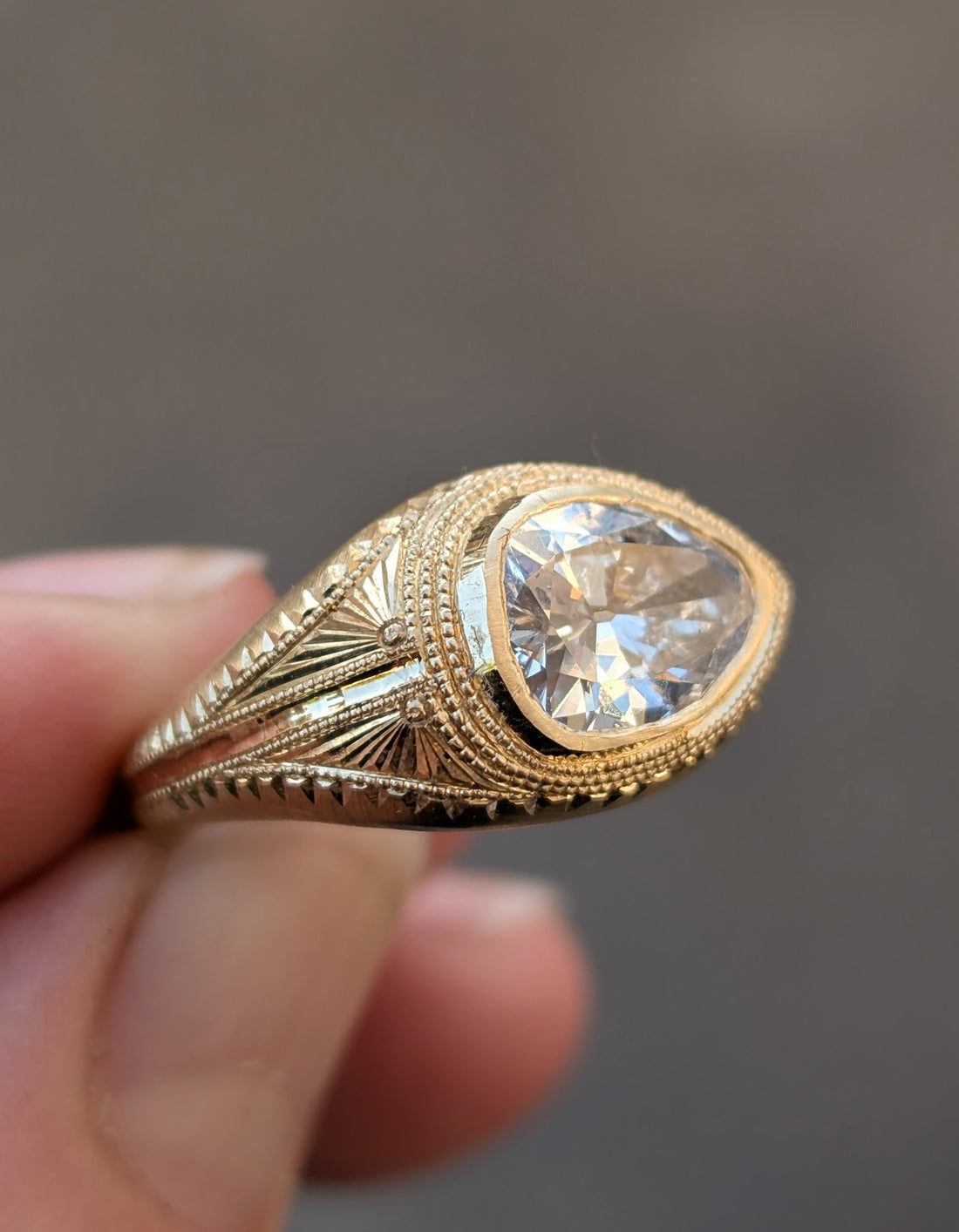 Magna Volta Solitaire- 1.78CT Vintage Pear Diamond