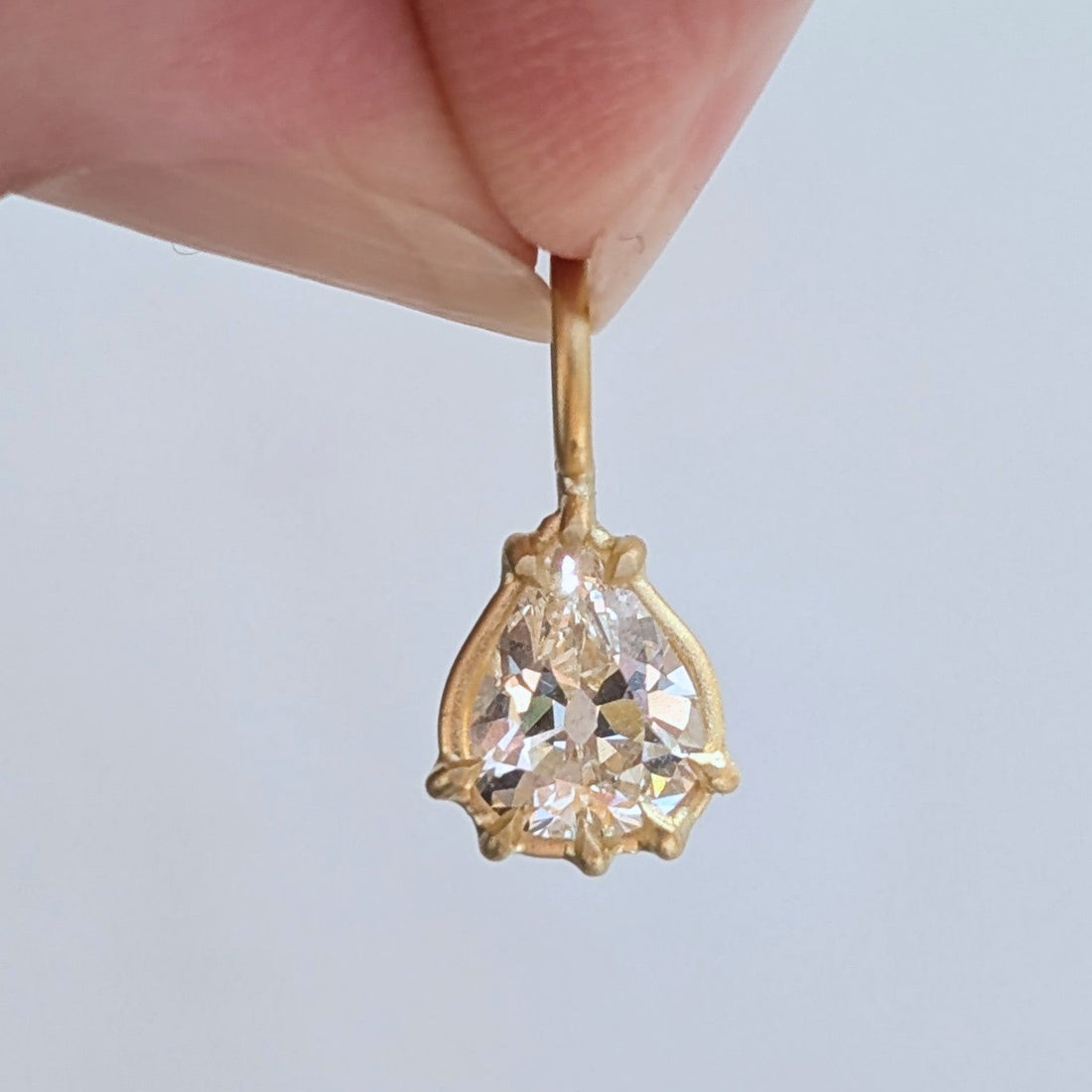 Antique Pear Diamond Basket Pendant 0.92CT - One of a Kind