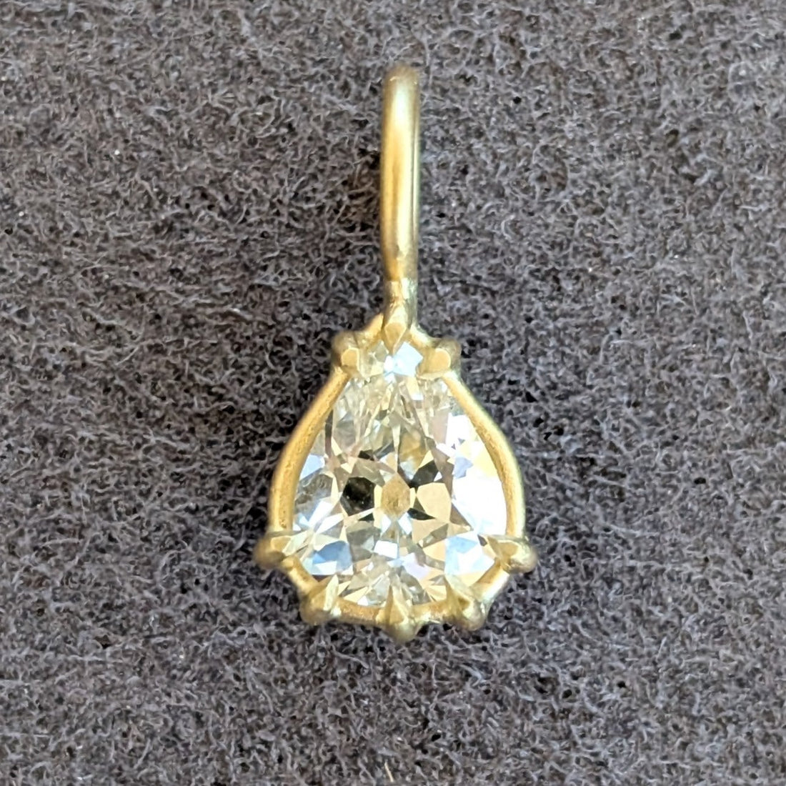 Antique Pear Diamond Basket Pendant 0.92CT - One of a Kind