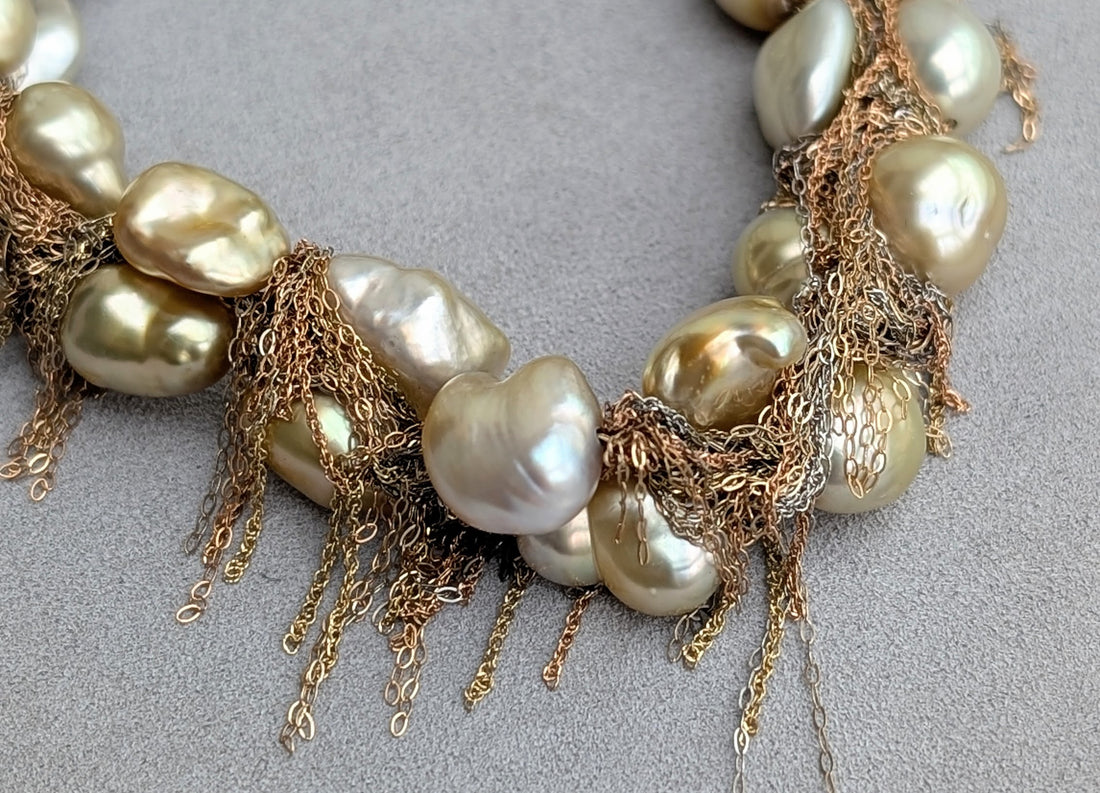 Golden Keshi Pearl Bracelet