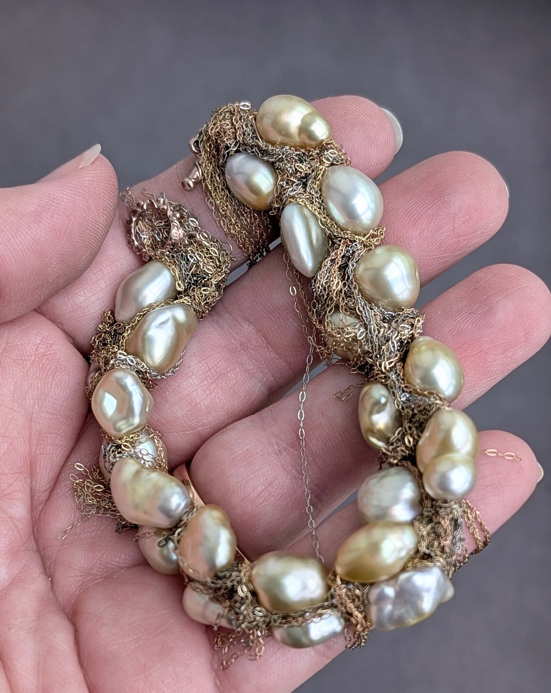 Golden Keshi Pearl Bracelet