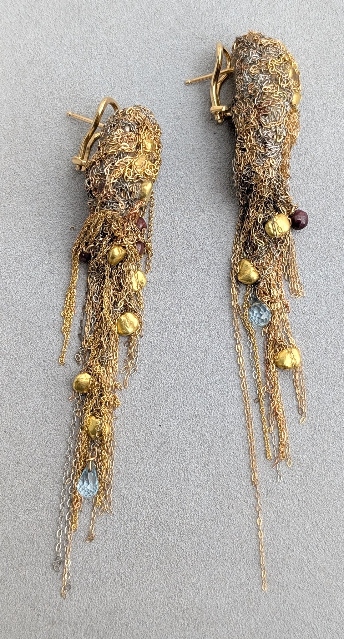 Aquamarine + Ruby Earrings