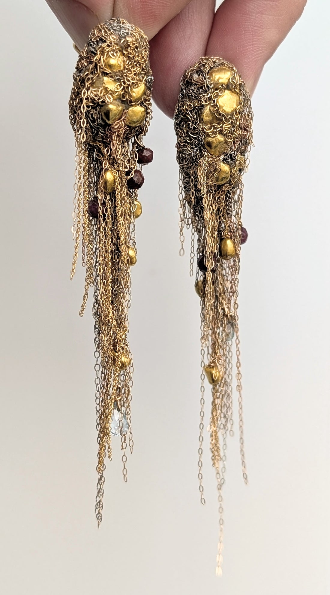 Aquamarine + Ruby Earrings