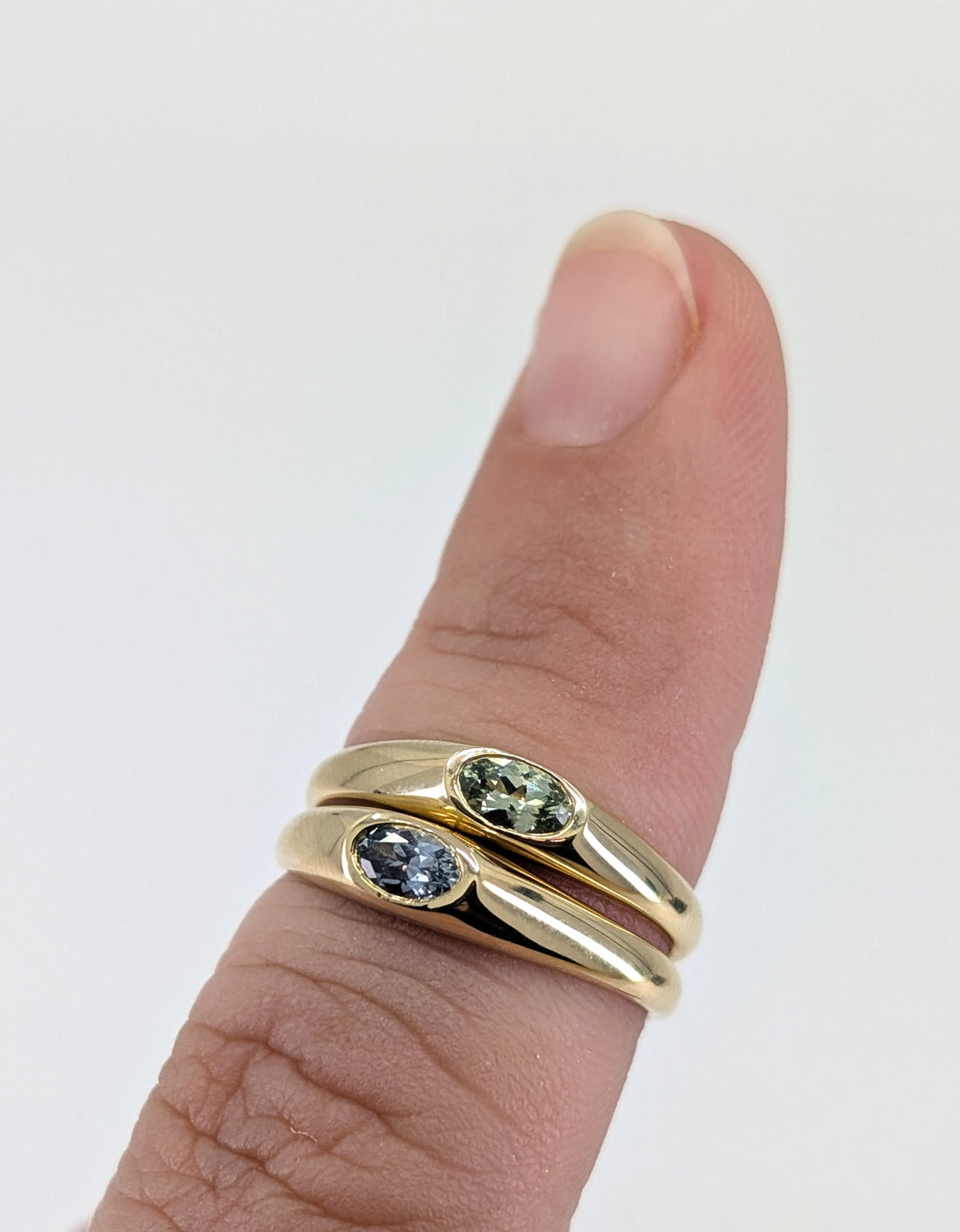 14k Petite Risa Ring- Teal Blue Montana Sapphire