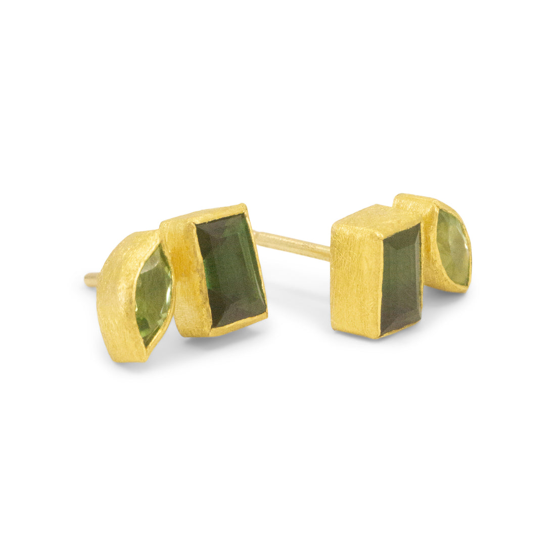 Double Green Tourmaline Studs