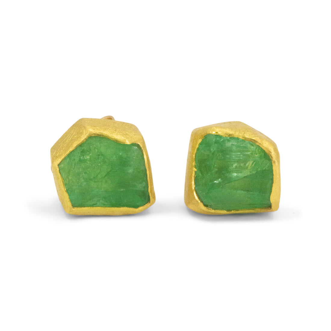 Rough Emerald Studs