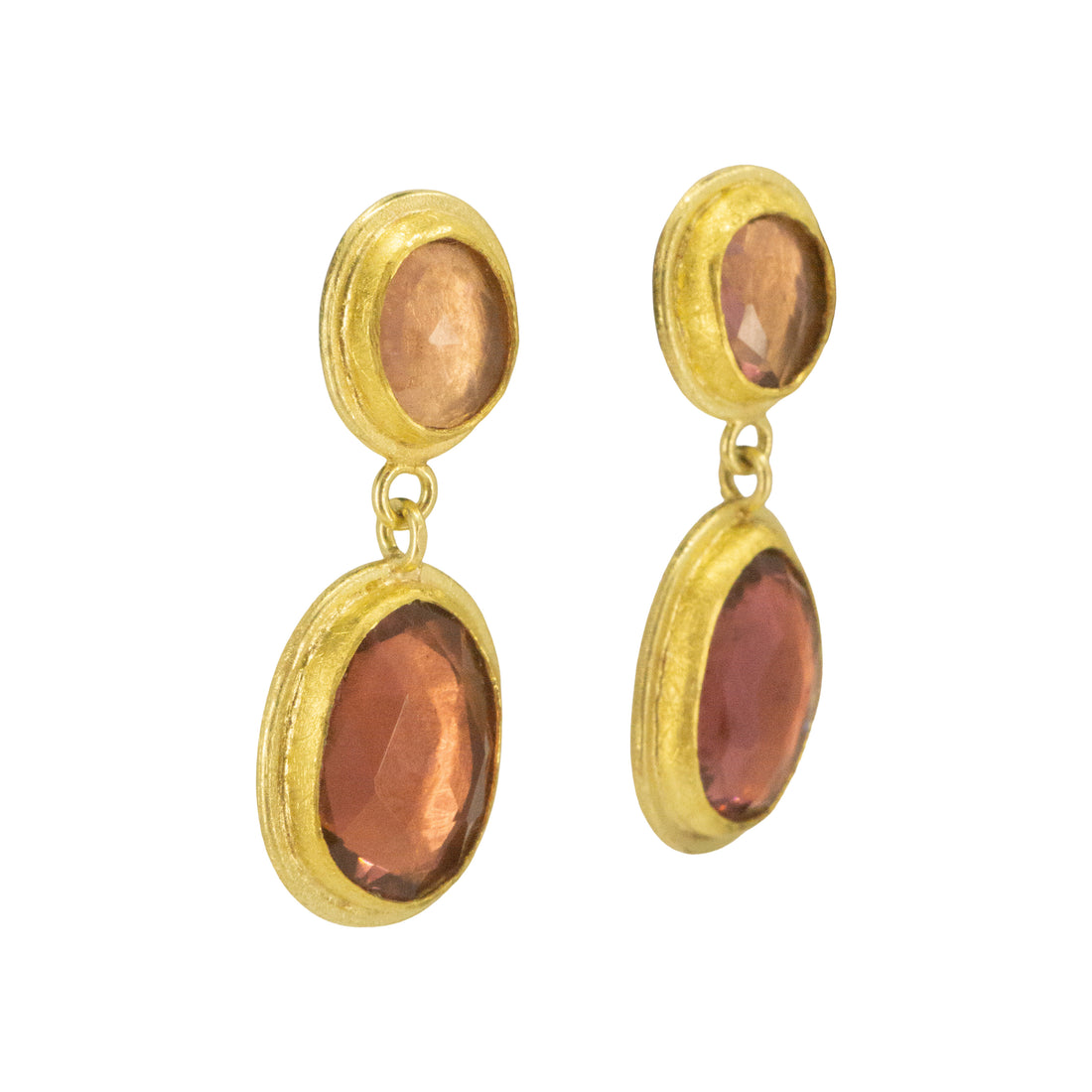 Rosecut Red Tourmaline Drop Earrings