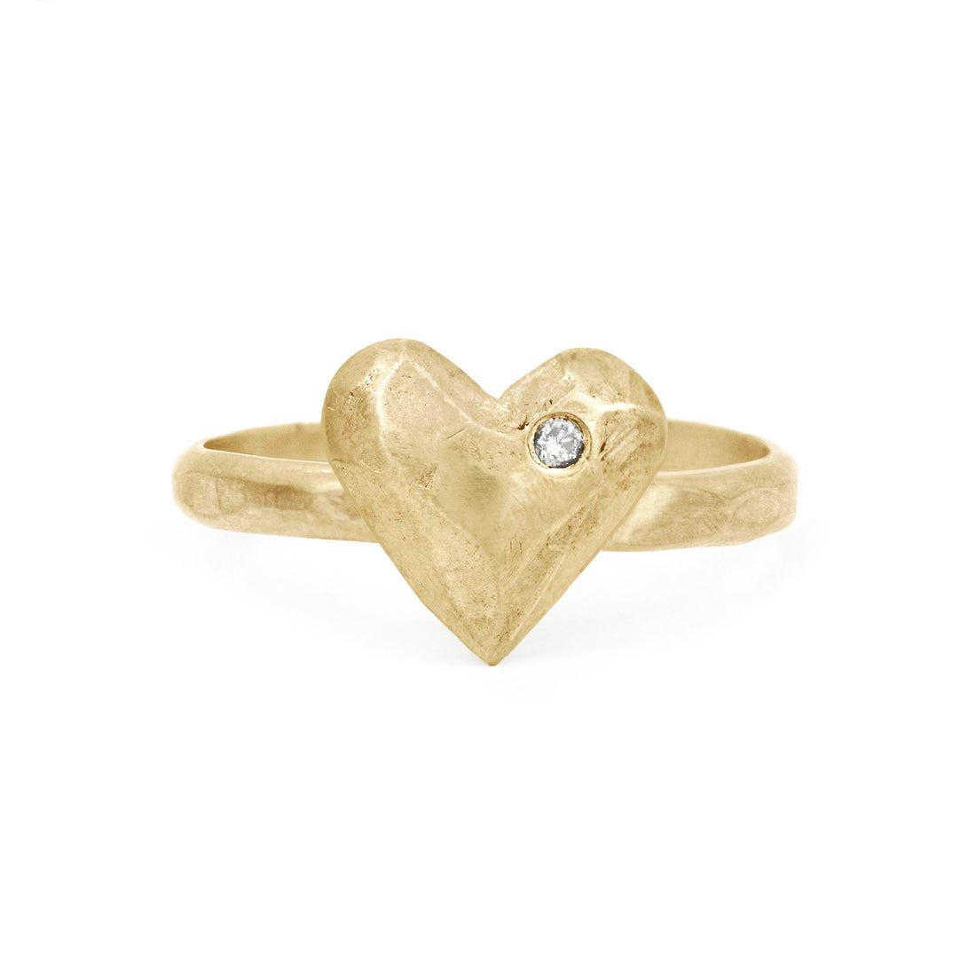 14k Heart of Gold Ring- White Diamond