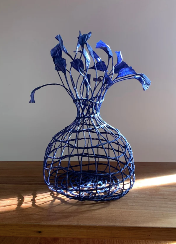 Dark Blue Paper String Vase