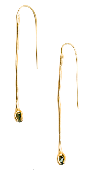 Gold Vermeil Calla Long Drop Earrings Tourmaline
