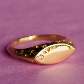 14k Celestial Pinky Ring- Marquis