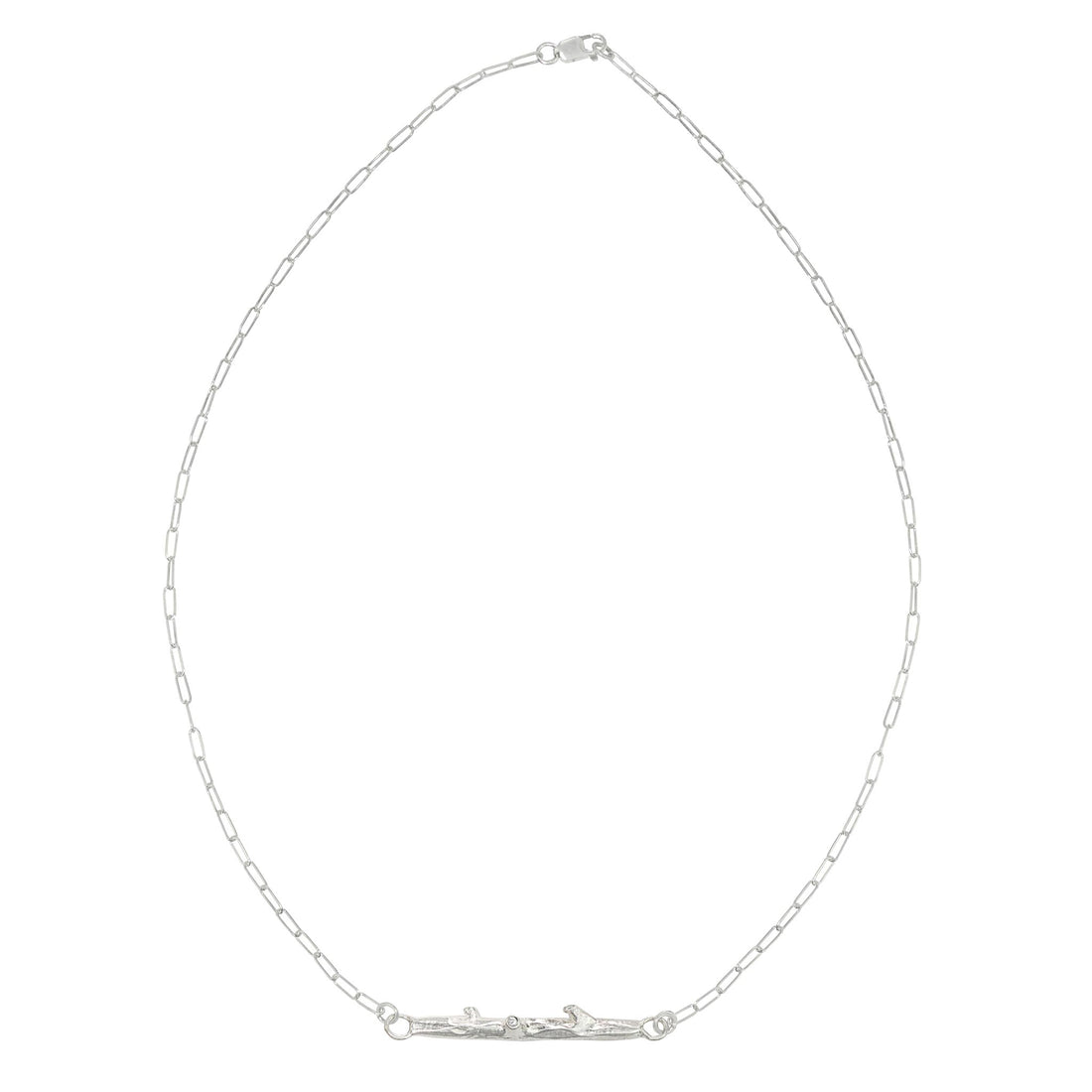 Silver Twig Necklace - Diamond