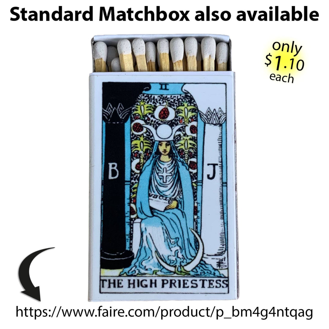 Matches • Tarot High Priestess Wooden Matchbox • Home Decor