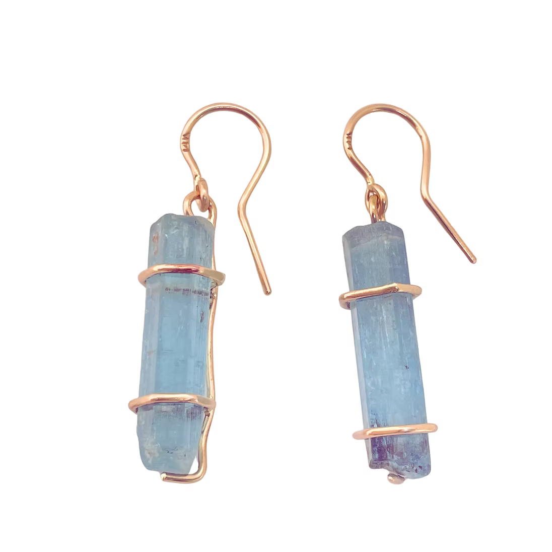 Raw Aquamarine Cask Earrings