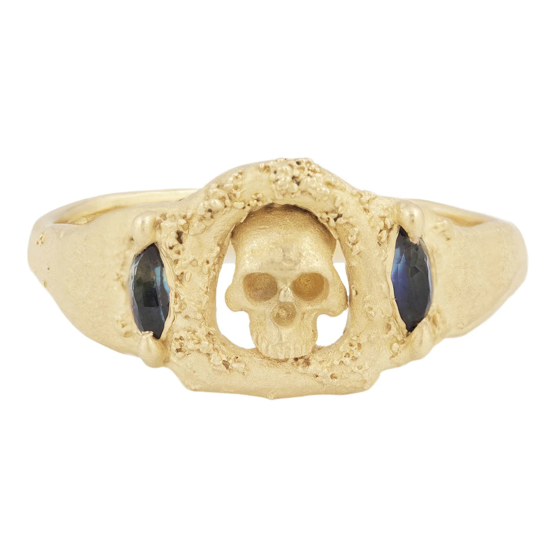 14k Skull Altar Ring- Sapphire