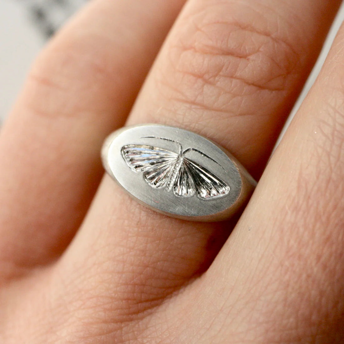 House Moth Signet Ring- Silver