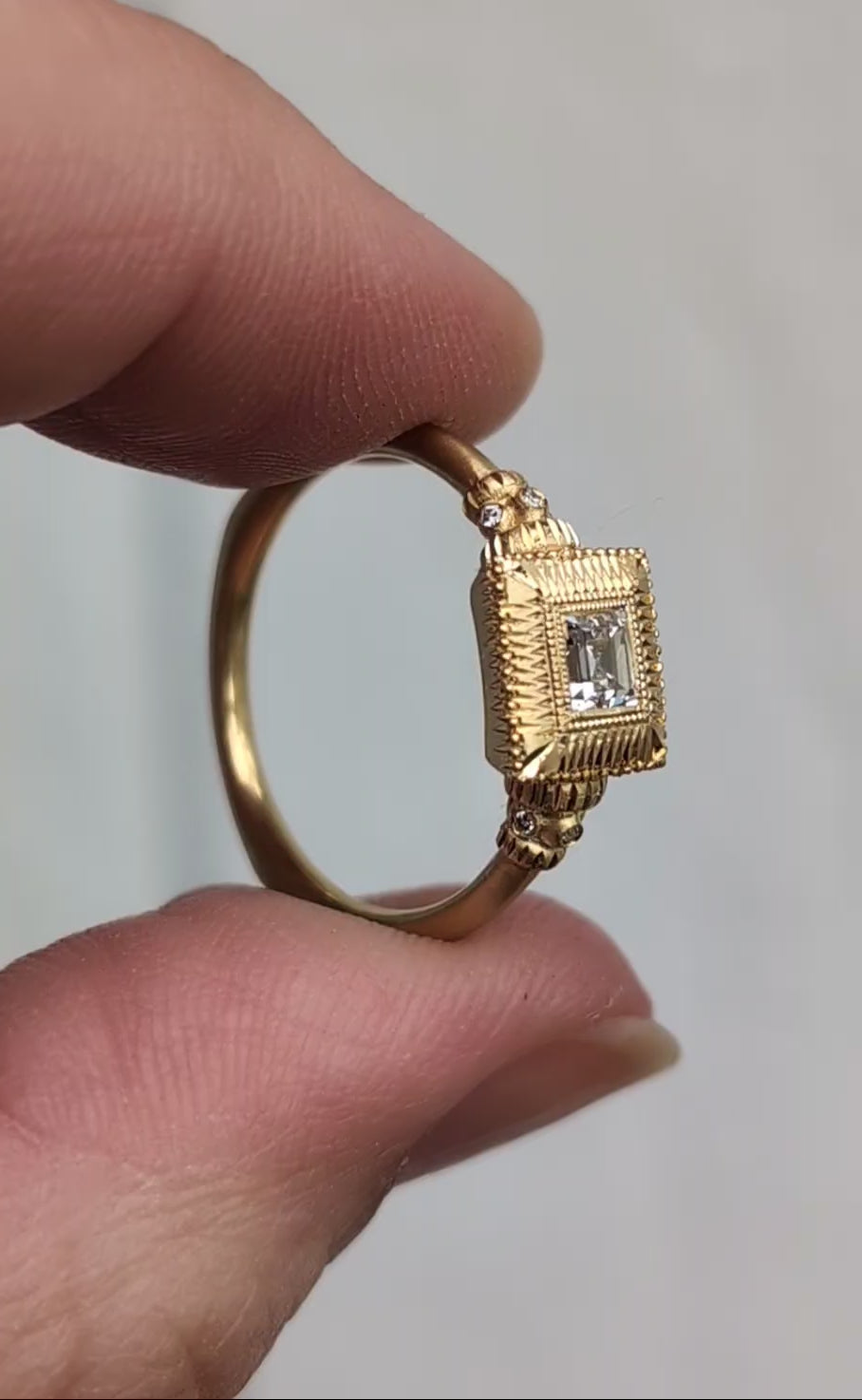 Royal Whipstitch Solitaire - 0.25CT Vintage Carre Cut Diamond
