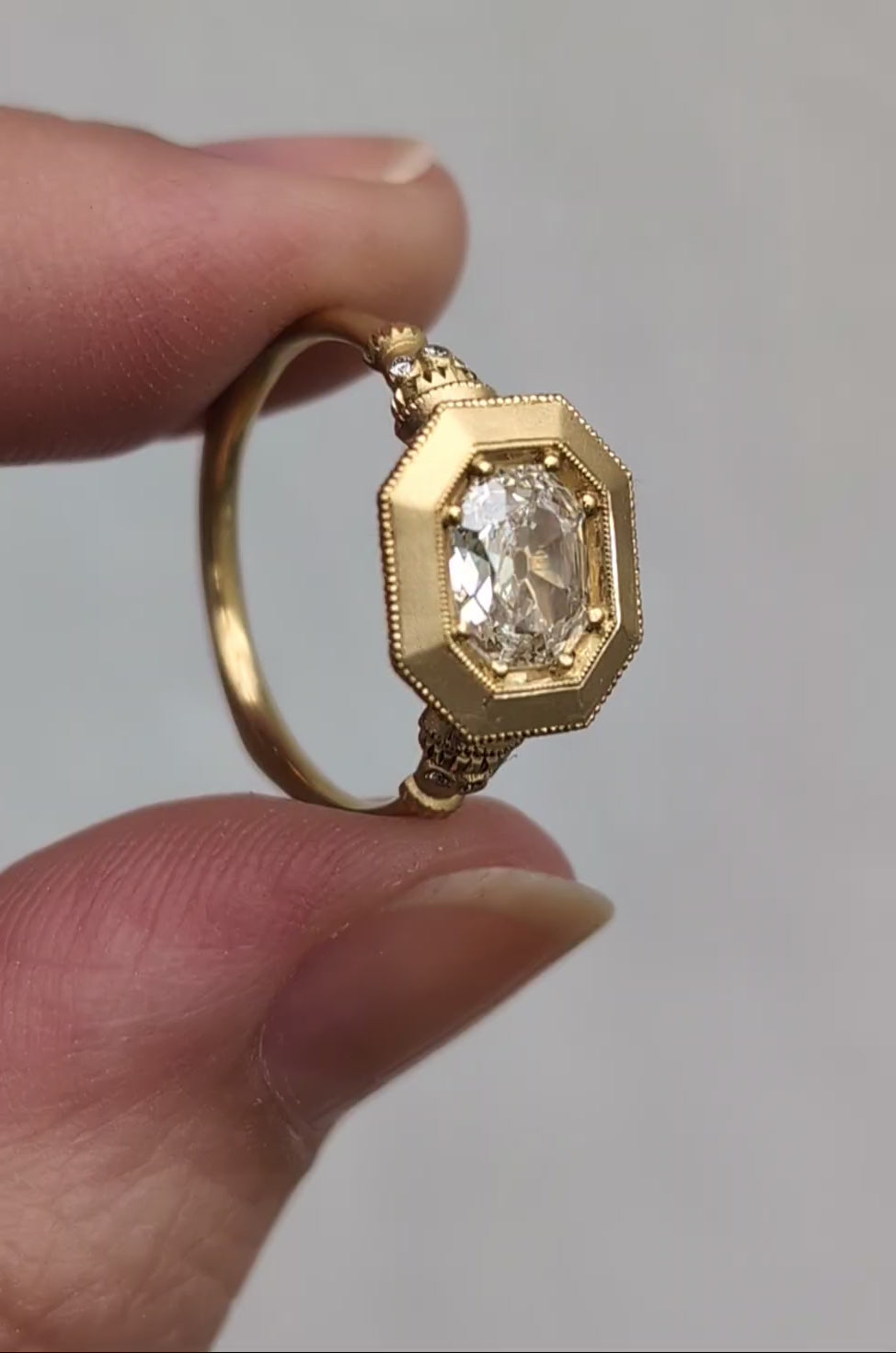 Celestine Pedestal Solitaire - 0.80CT Antique Corner Cut Diamond
