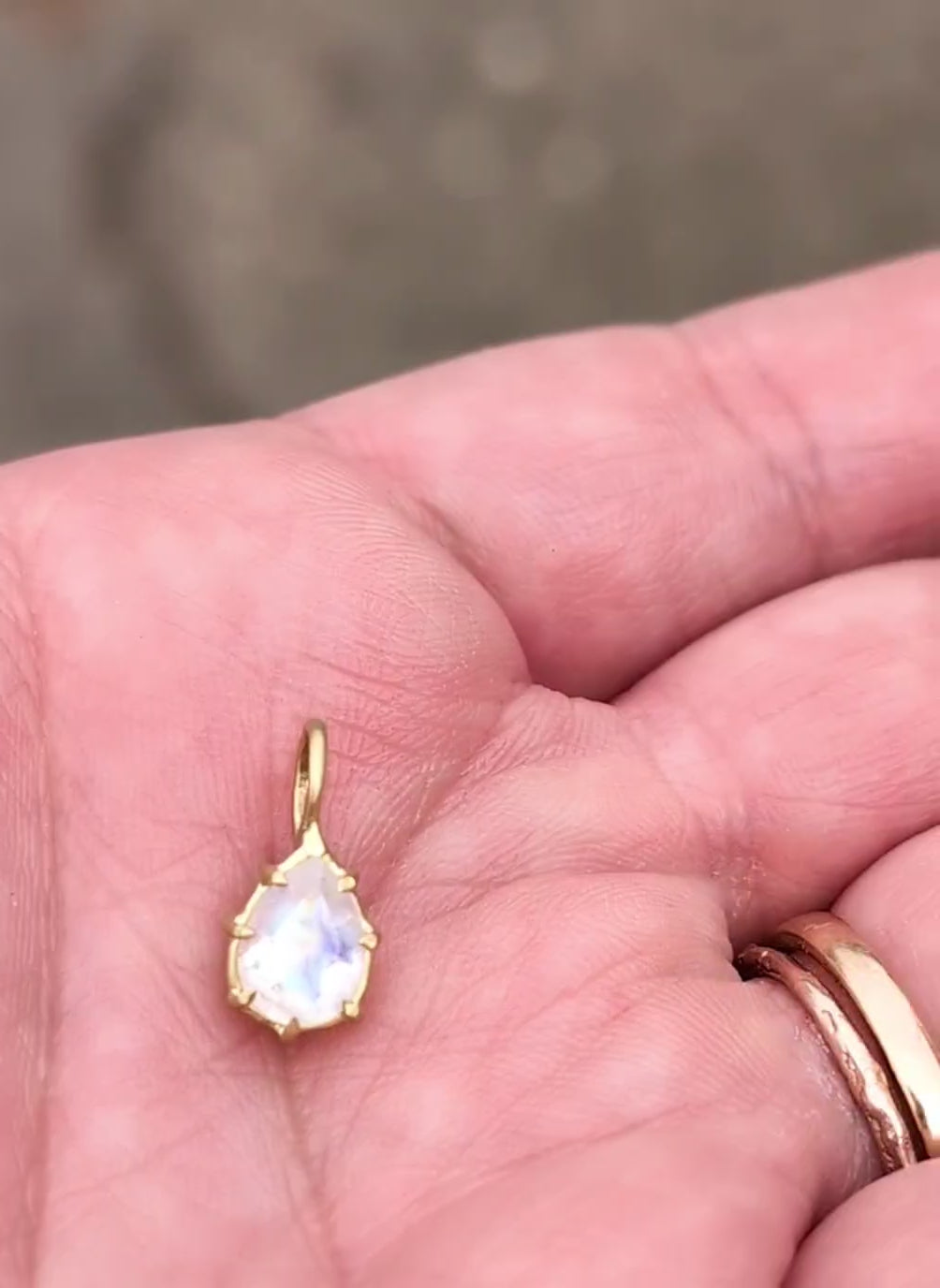 Pear Moonstone Basket Pendant - 0.9CT