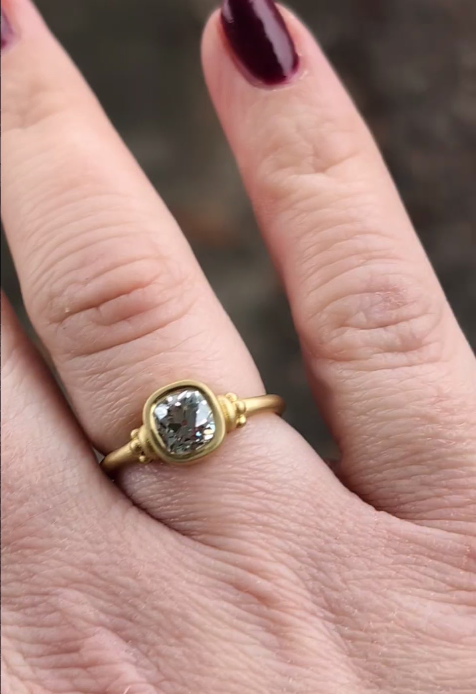 Old Mine Cushion Cut Bezel Ring - One of a Kind