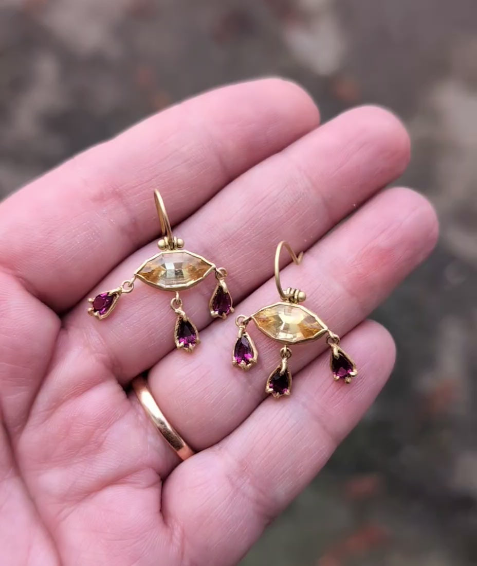 Citrine and Garnet Baroque Earrings