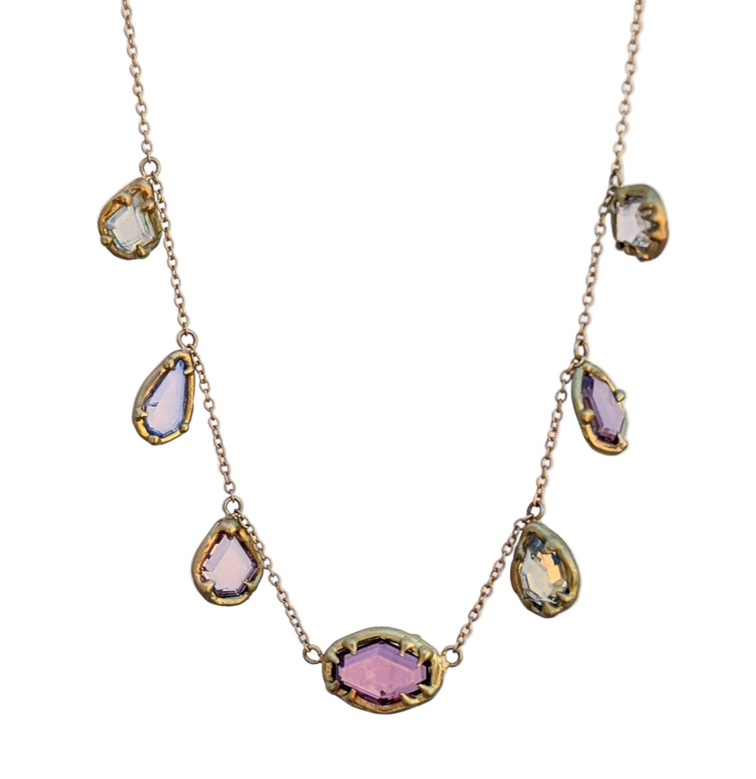 7 Stone Baroque Sapphire Necklace - One of a Kind