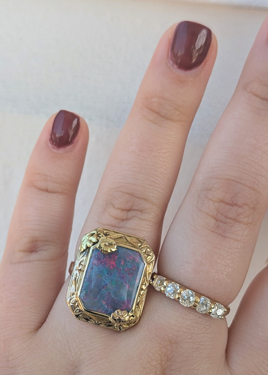 Vintage Opal Locket Ring