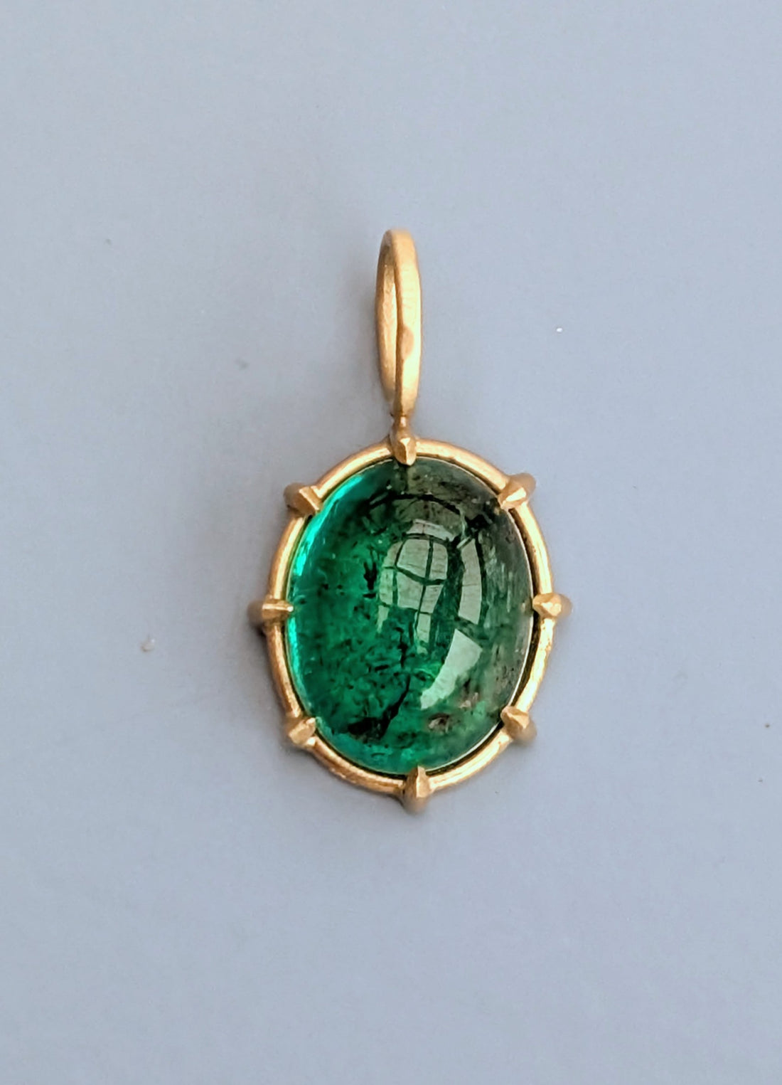 Emerald Cabachon Basket Pendant 2.57CT -  One of a Kind