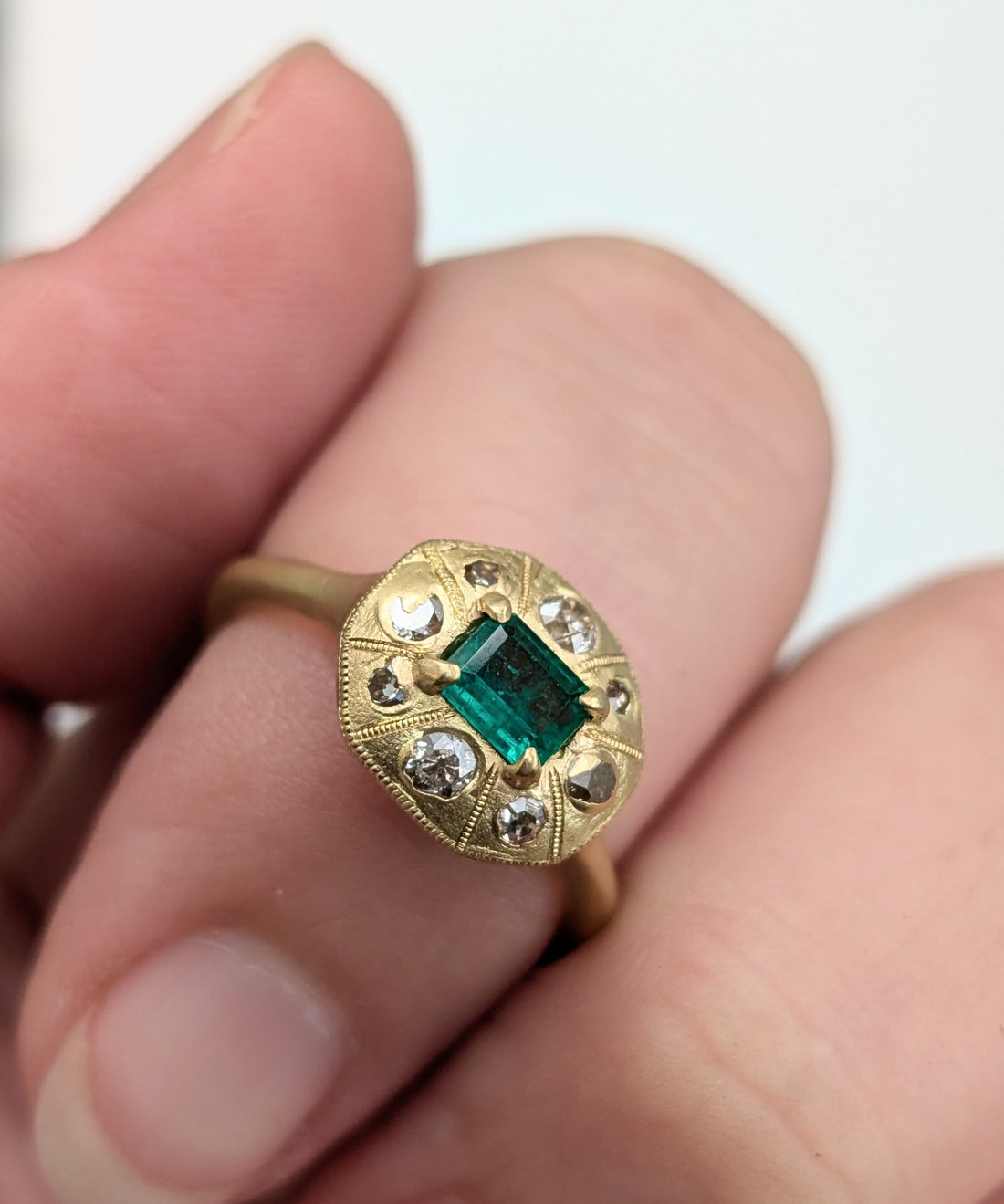 Cantata Emerald and Diamond Ring- One of a Kind