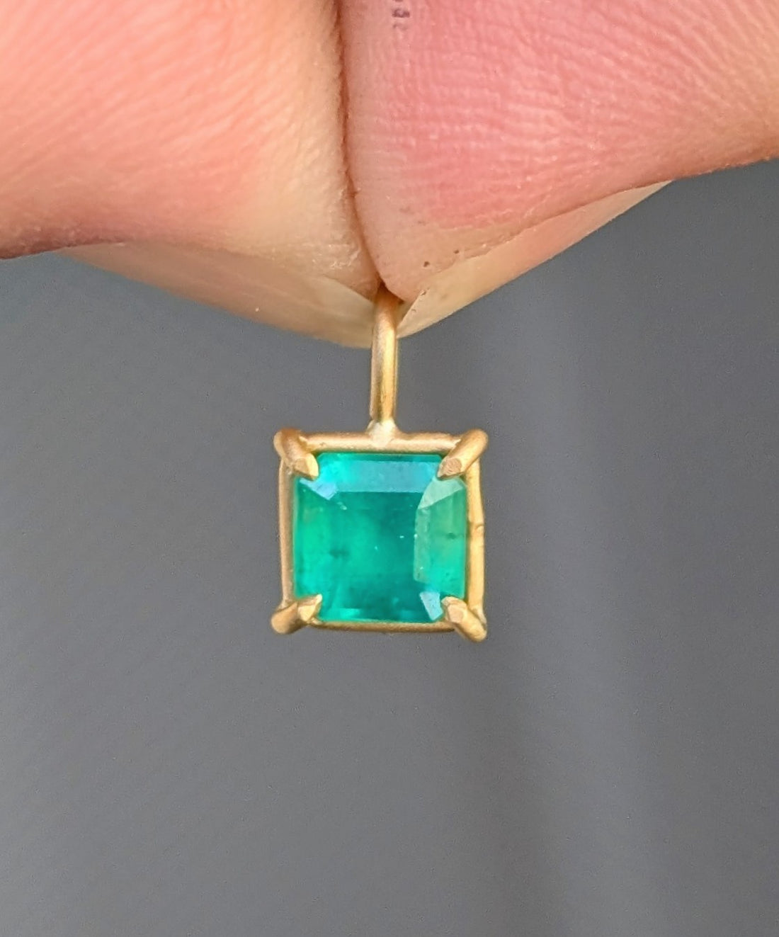 Square Emerald Basket Pendant 0.64CT -  One of a Kind