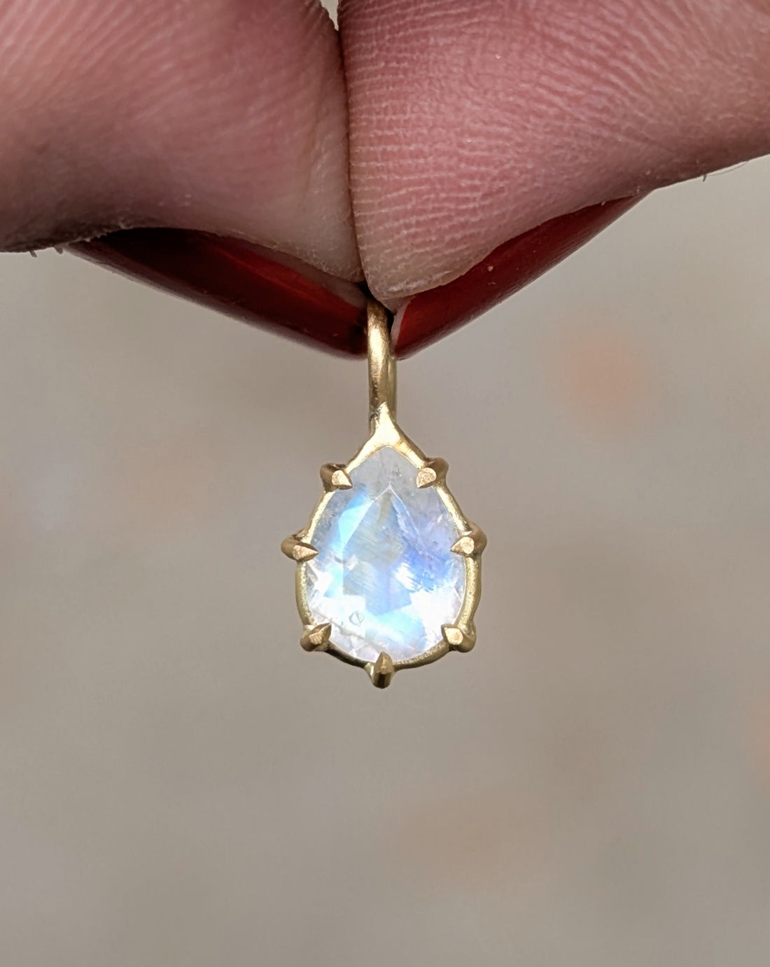 Pear Moonstone Basket Pendant - 0.9CT