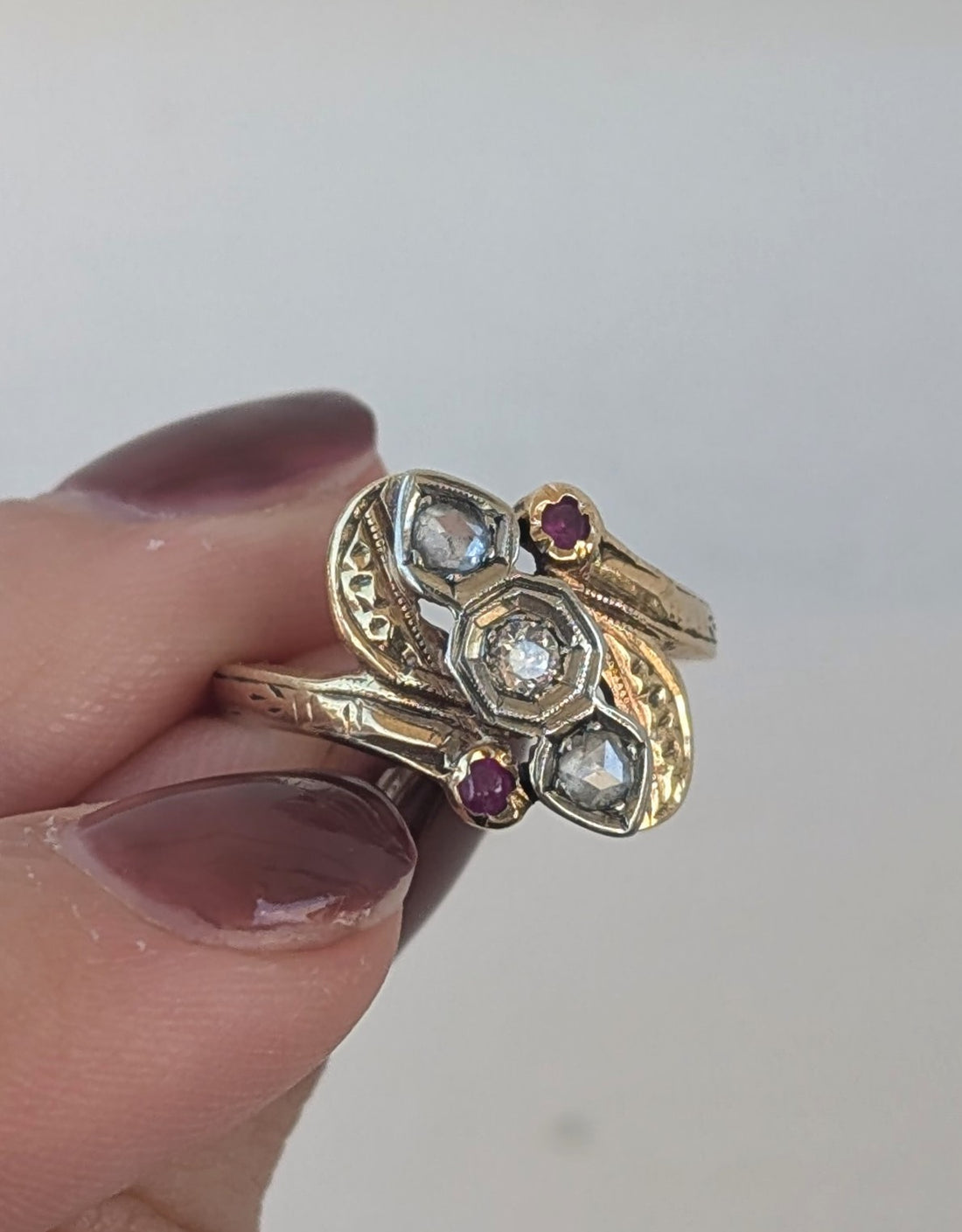 Antique Diamond + Ruby Ring