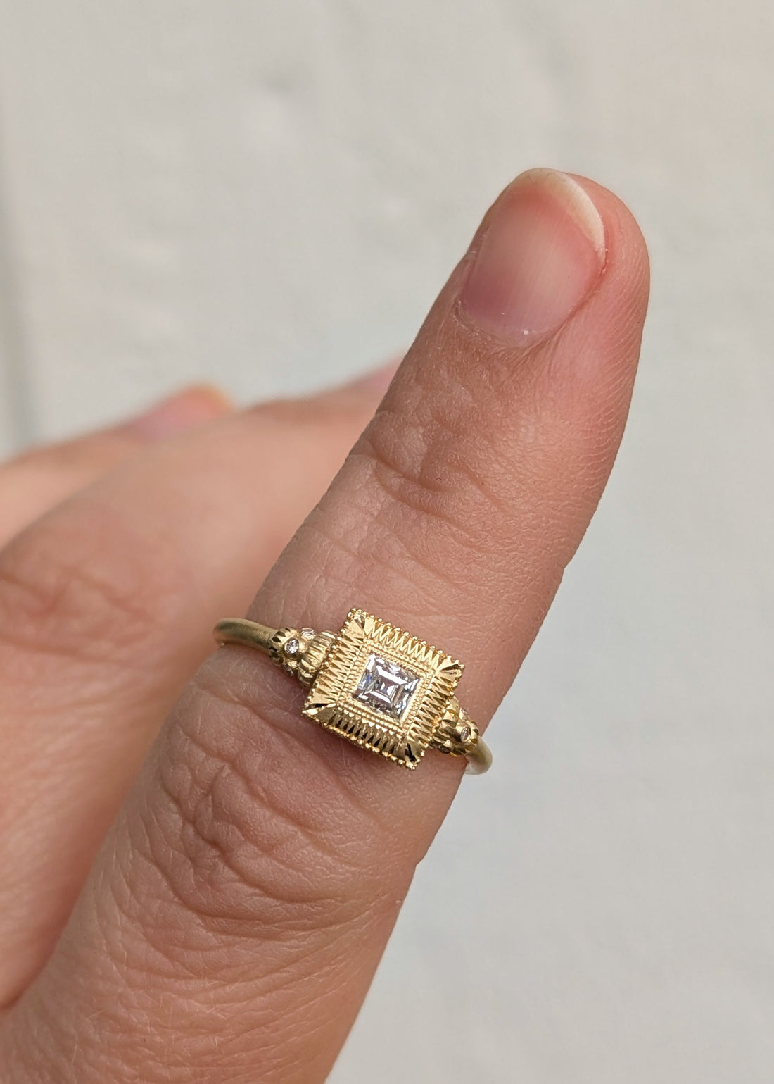 Royal Whipstitch Solitaire - 0.25CT Vintage Carre Cut Diamond