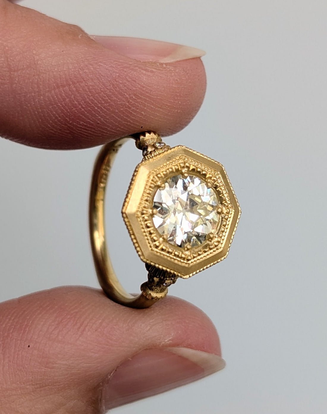 Octagonal Pedestal Ring- 1.16CT Diamond