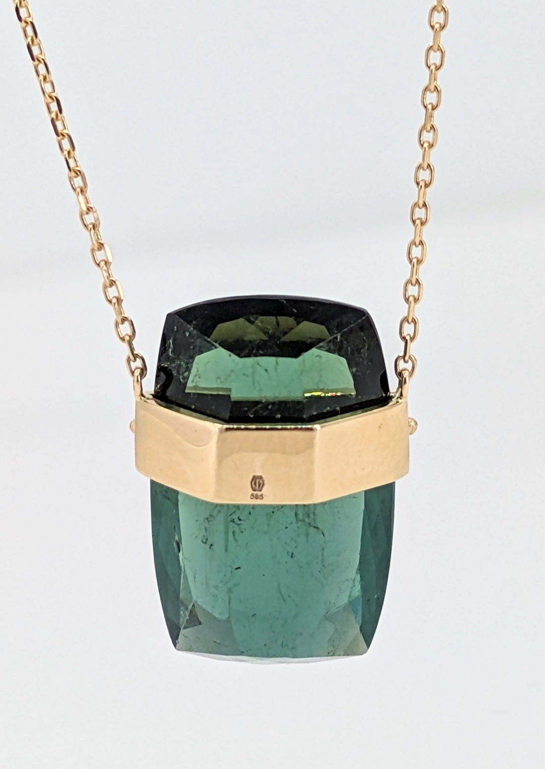 Tourmaline with Diamond and Gold Balls Necklace - One of a Kind