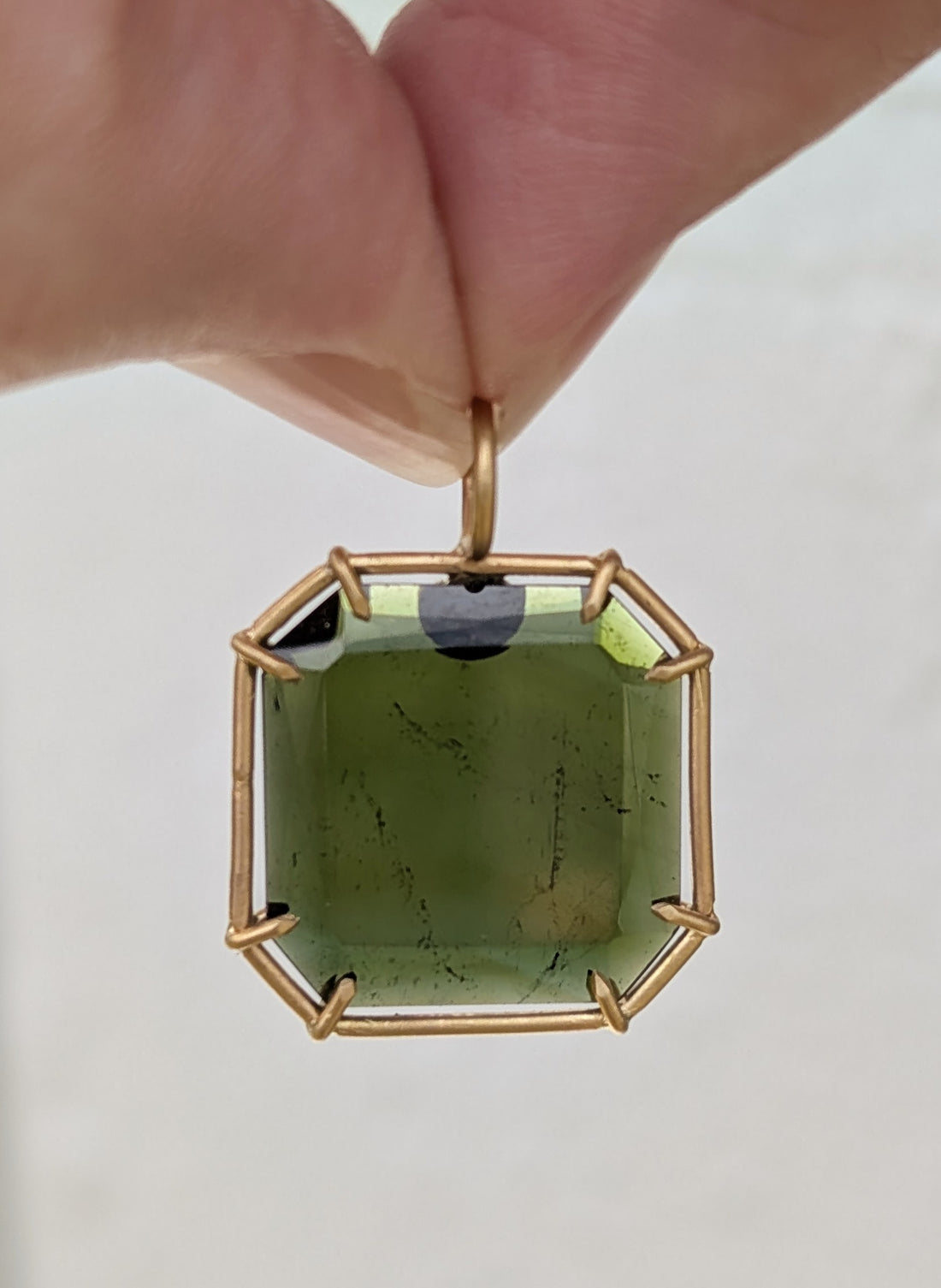 Portrait Cut Tourmaline Basket Pendant 4.47CT -  One of a Kind