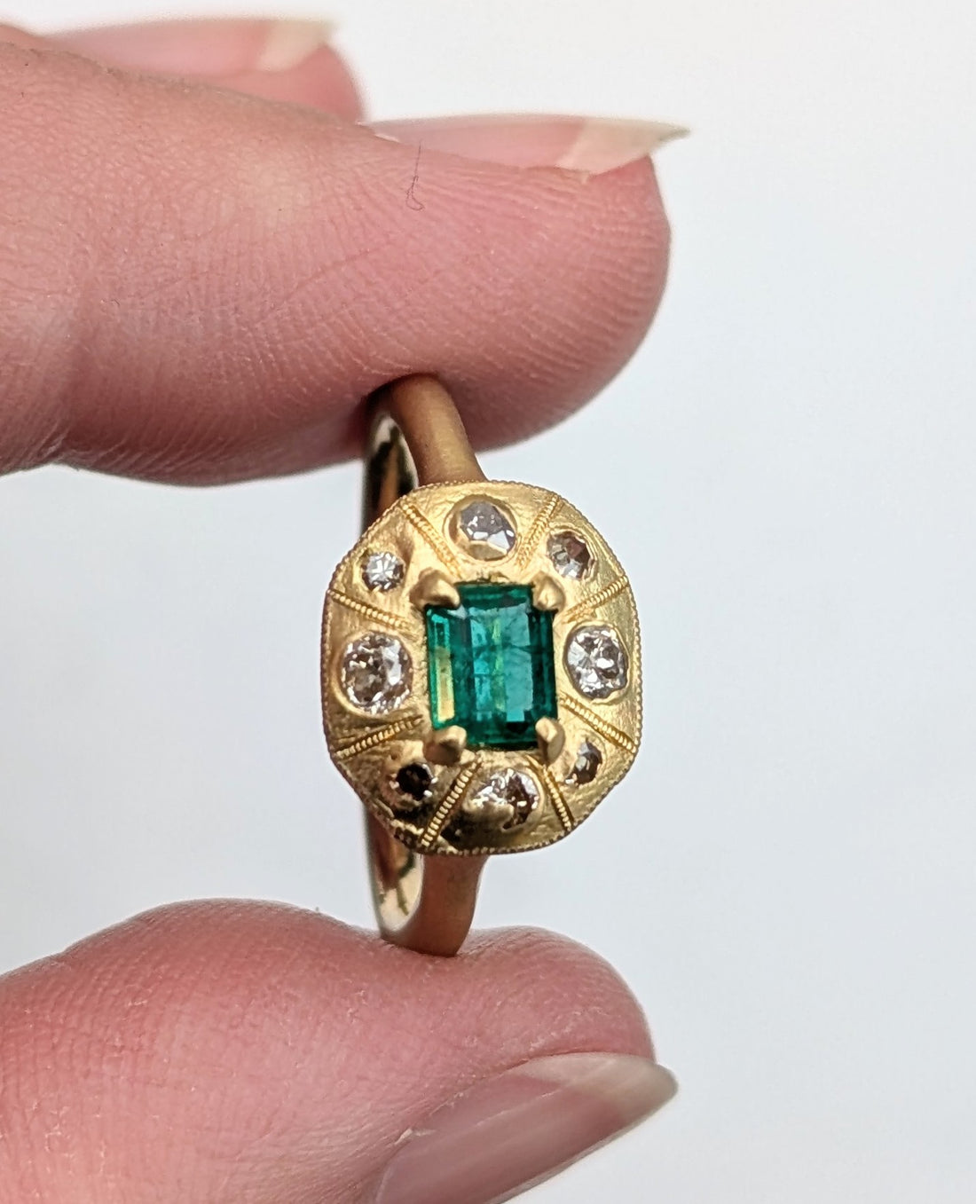 Cantata Emerald and Diamond Ring- One of a Kind