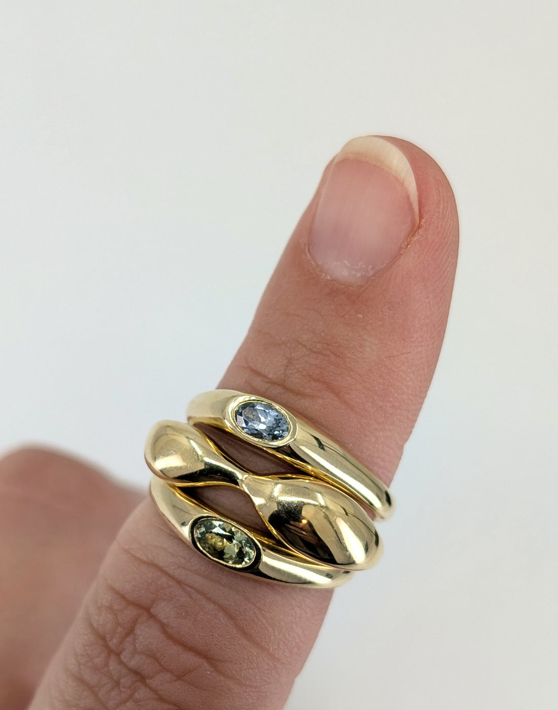 14k Petite Risa Ring- Teal Blue Montana Sapphire