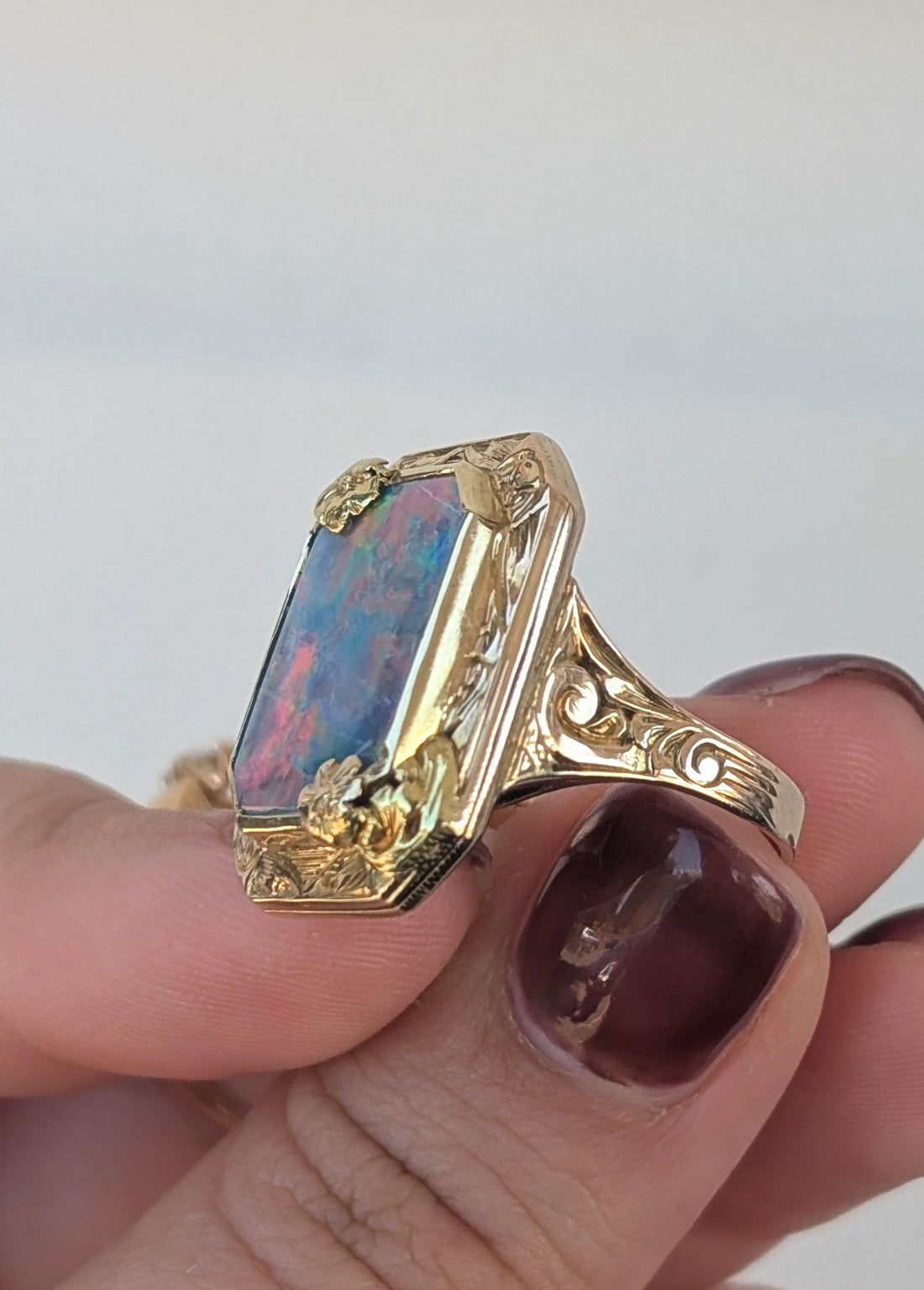 Vintage Opal Locket Ring
