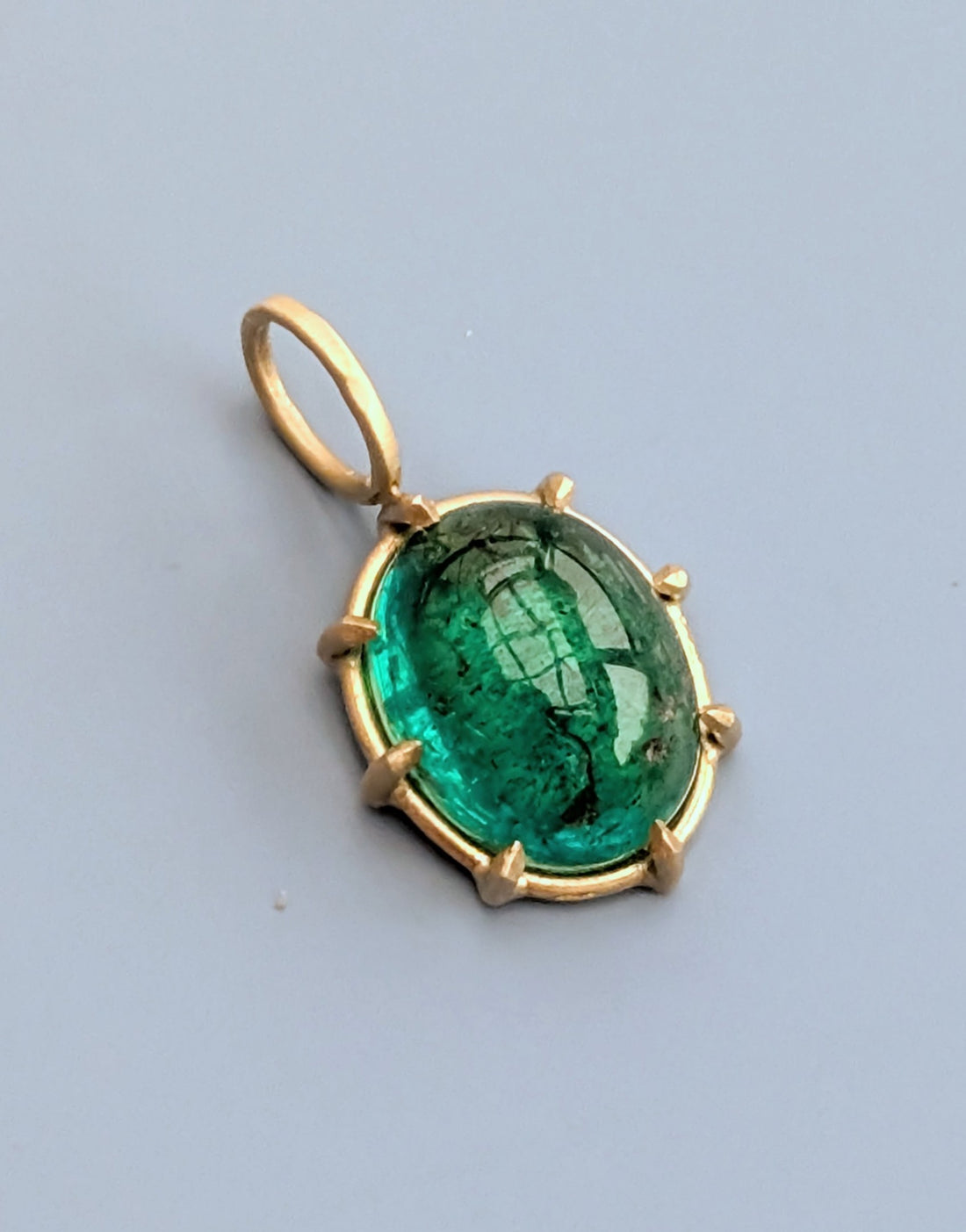 Emerald Cabachon Basket Pendant 2.57CT -  One of a Kind