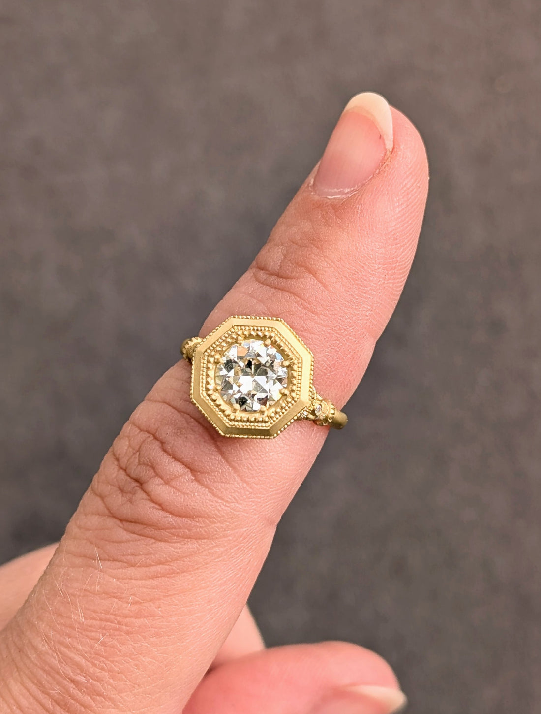 Octagonal Pedestal Ring- 1.16CT Diamond