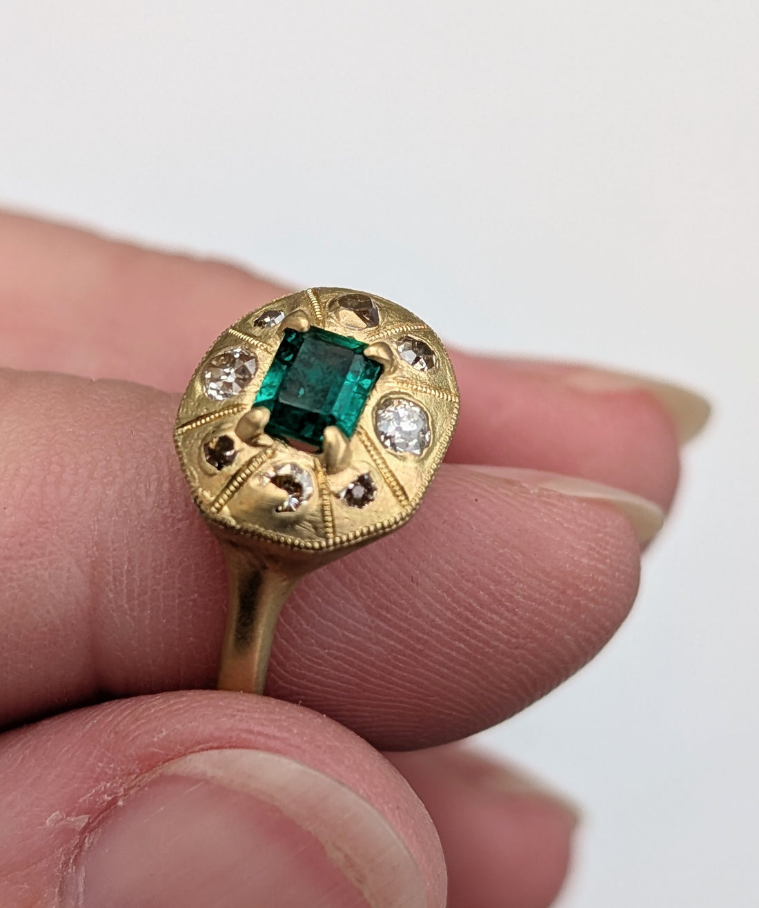 Cantata Emerald and Diamond Ring- One of a Kind